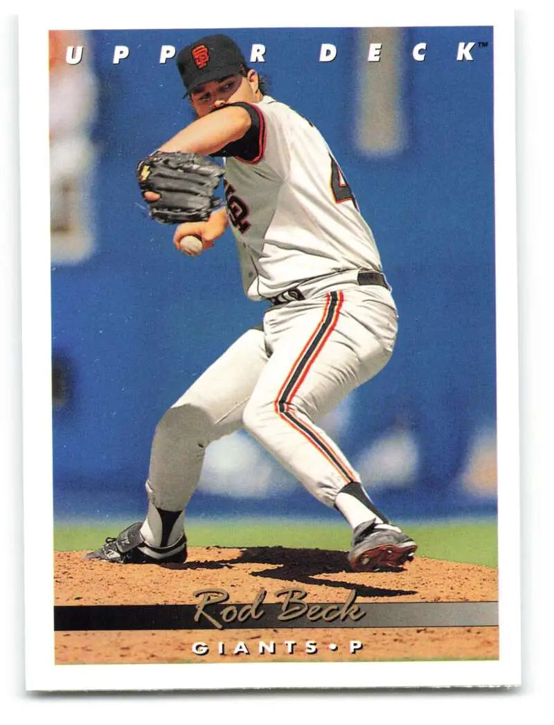 Baseball pitcher Rod Beck in delivery motion for San Francisco Giants card
