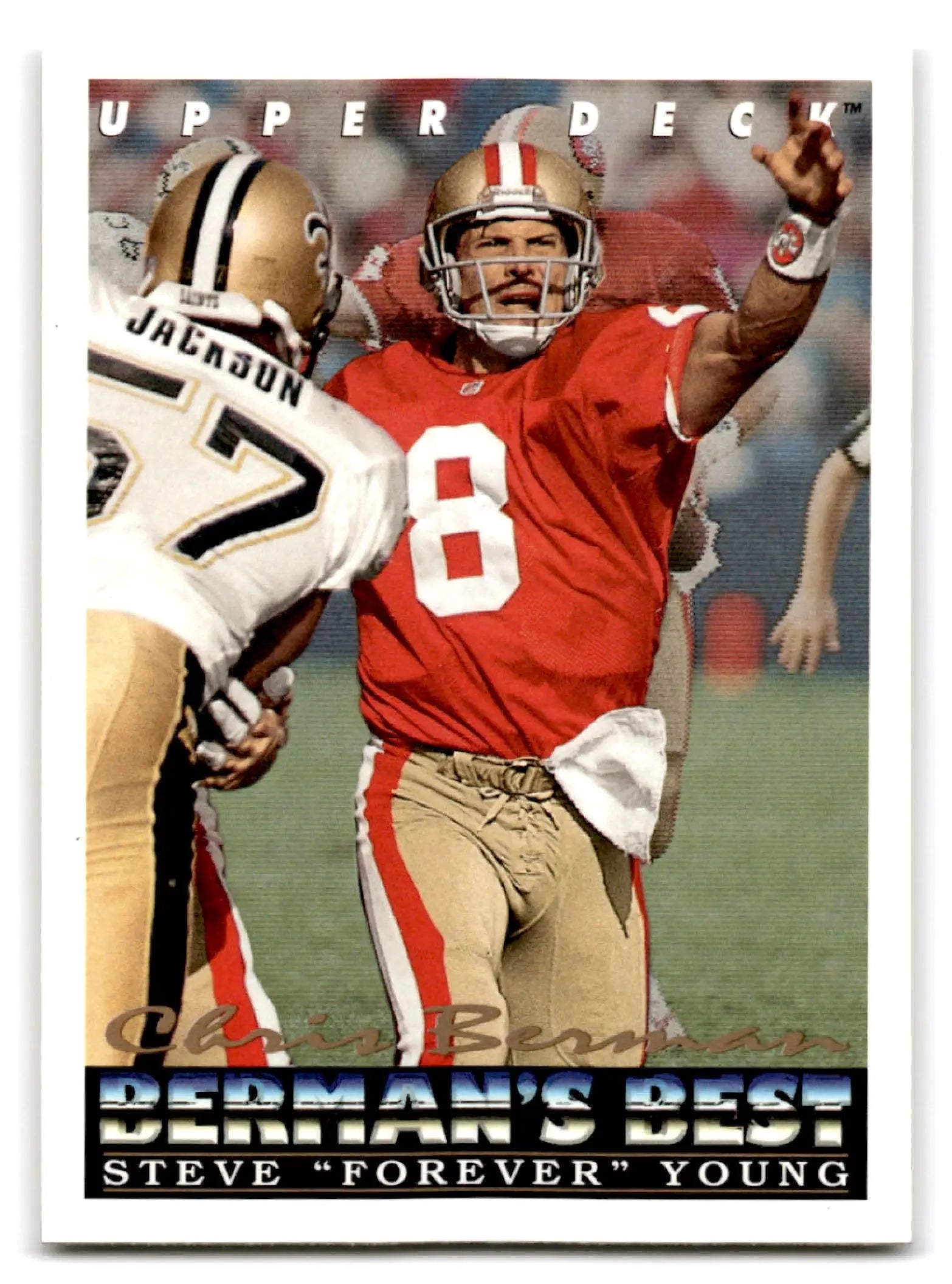 1990s Upper Deck football trading card featuring Steve Young of the San Francisco 49ers