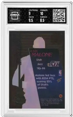 Graded 1994-95 Topps Stadium Club Karl Malone basketball card in Clear Cut Arena Clubâperfect for collectors