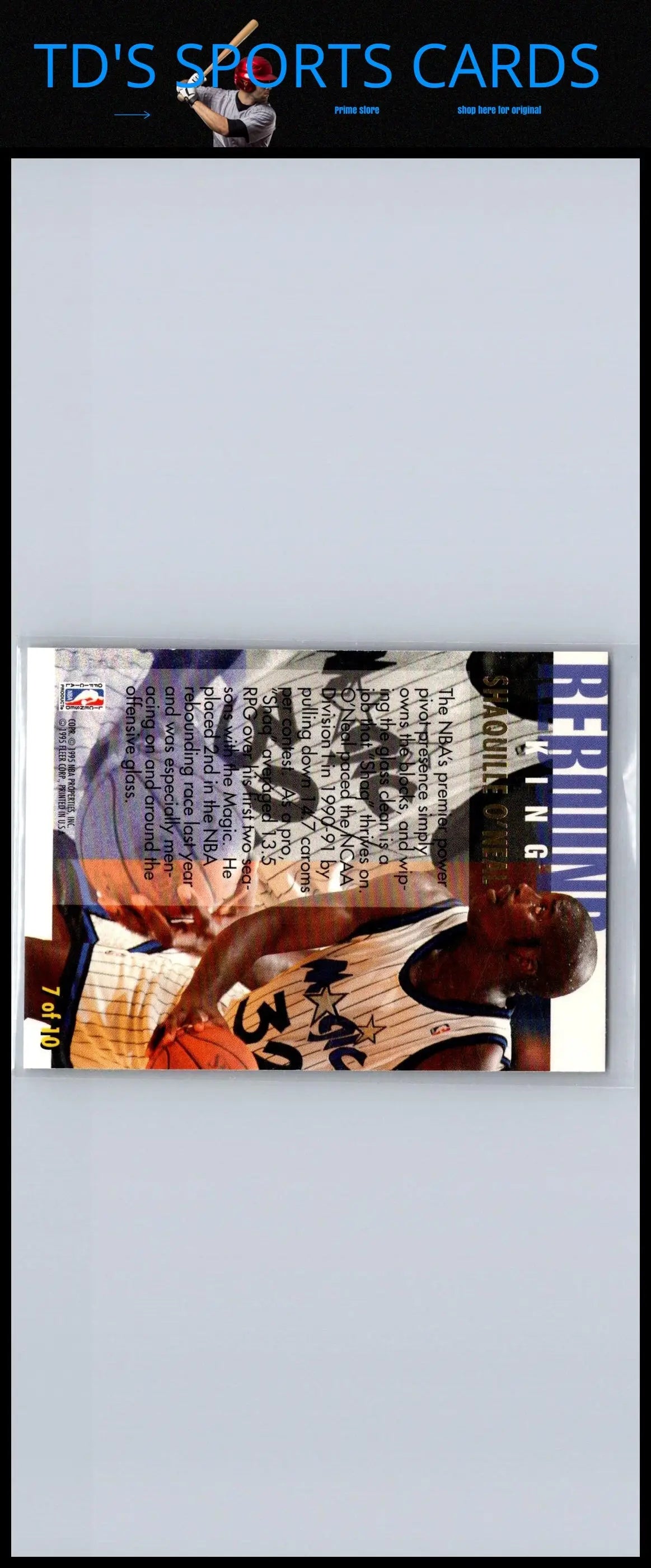 1994-95 Ultra #7 Shaquille O’Neal Rebound Kings trading card collectible image