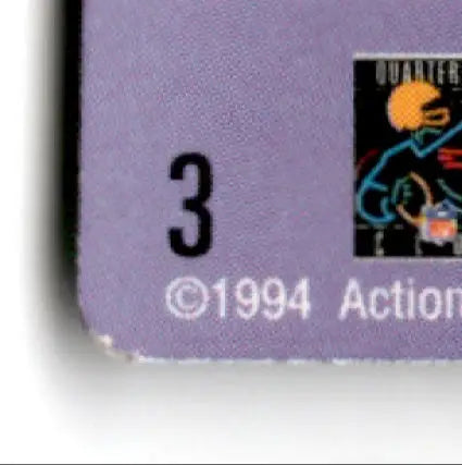 Purple card featuring a football player graphic and number 3 from Action Packed Football Monday Night Steve Young San Francisco 49ers