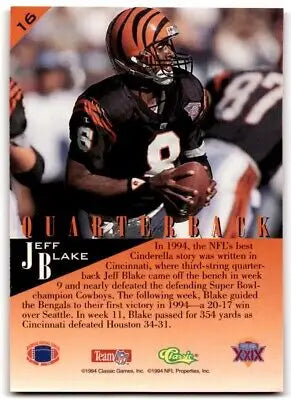 Jeff Blake football card from 1994 Classic NFL Experience Cincinnati Bengals #16