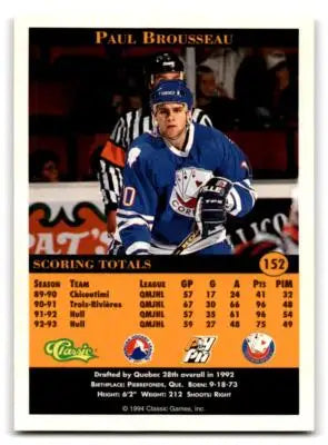 Paul Brousseau hockey card from 1994 Classic Pro Hockey Prospects collection