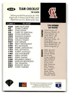 1994 baseball card featuring Tim Salmon from Collector’s Choice trading cards