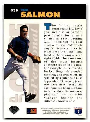 Tim Salmon baseball card from 1994 Collector’s Choice trading cards collection