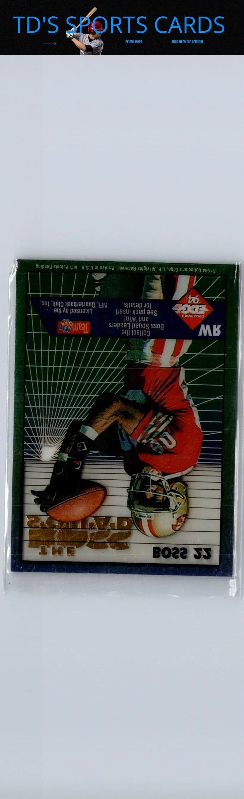 Collectible Jerry Rice Boss Squad sports card in protective sleeve from 1994 Collector’s Edge