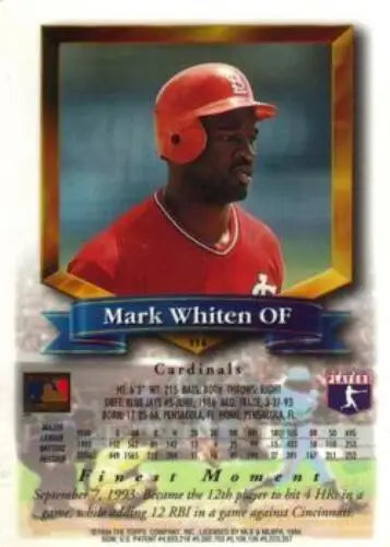 1994 Finest #116 Mark Whiten NM-MT Cardinals baseball card with original gloss finish