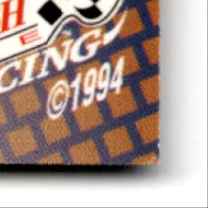 Corner of a patterned collectible card for 1994 Finish Line Racing Morgan Shepherd