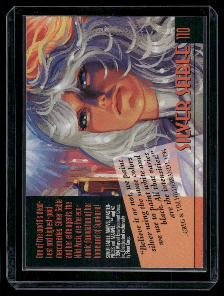 Collectible trading card featuring Silver Sable from Fleer Marvel Masterpieces series