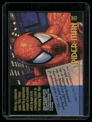 Collectible Spider-Man trading card from Fleer Marvel Masterpieces 1994 series