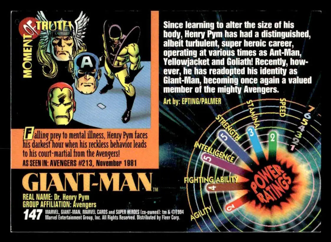Giant-Man Marvel trading card from Fleer Marvel Universe 1994 series
