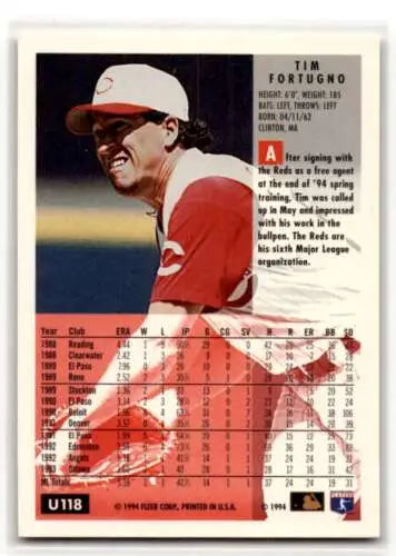 Tim Fortugno Cincinnati Reds 1994 Fleer Update U118 baseball card original gloss
