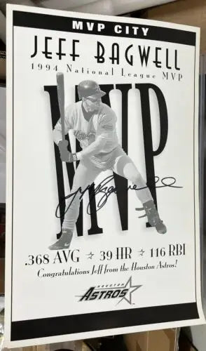 Jeff Bagwell MVP poster from Houston Astros, commemorative signed edition 14x22 inches