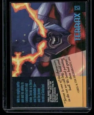 Marvel Masterpieces Terrax trading card in protective sleeve from 1994 Marvel Masterpieces
