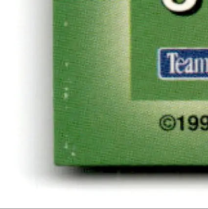 Green card with white flecks and blue label for Pacific Triple Folder Steve Young 49ers