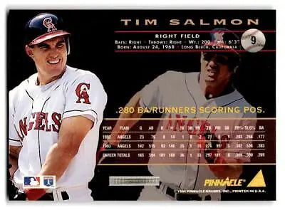 Tim Salmon baseball card from 1994 Pinnacle #9, a sought-after trading card collectible