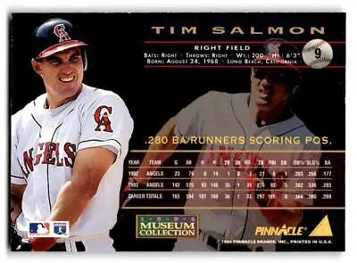 Tim Salmon baseball card from the 1994 Pinnacle Salmon Museum Collection
