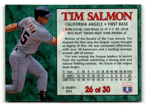 Tim Salmon 1994 Post Cereal #26 baseball card featuring original gloss finish