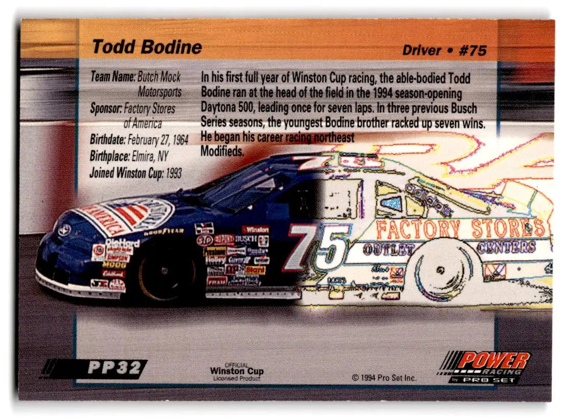 1994 Power #PP32 Todd Bodine Gold Cup ’94 - Trading Card