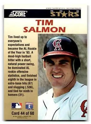 Tim Salmon baseball card from the 1994 Score Gold Stars set #44