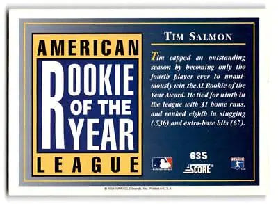 Tim Salmon baseball card from 1994 Score #635, a collectible trading card gem