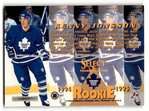 Original gloss Kenny Jonsson Toronto rookie hockey card from 1994 Select #172