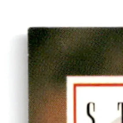 Corner of a dark green Skybox Football Premium Steve Young card with white and red border