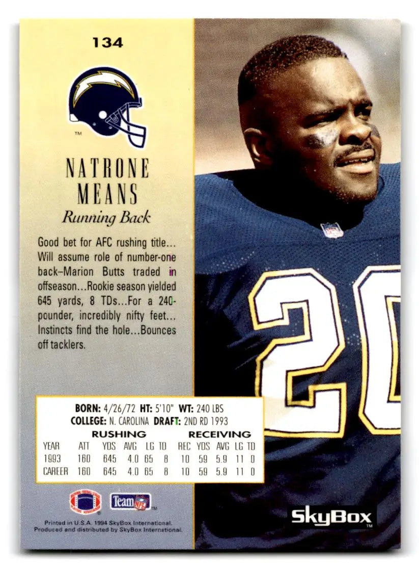 1994 SkyBox Premium #134 Natrone Means - Trading Card