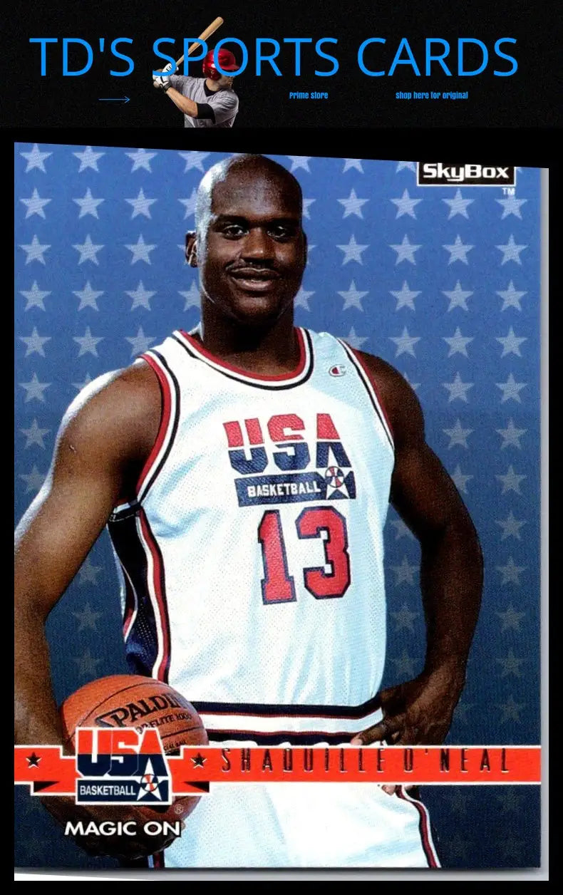 1994 SkyBox USA #72 Shaquille O’Neal Gold trading card featuring iconic NBA star