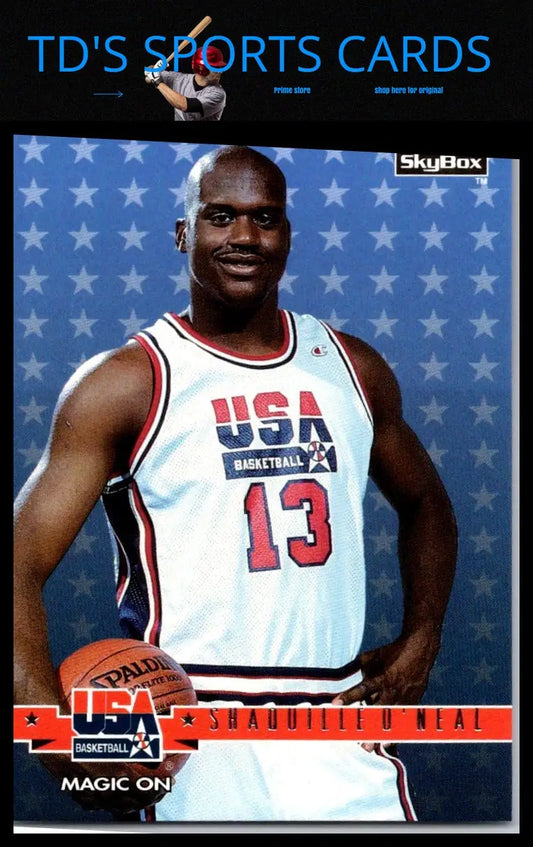 1994 SkyBox USA #72 Shaquille O’Neal Gold trading card featuring iconic NBA star