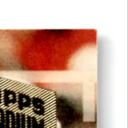Abstract red and white art print with black and white label for Topps Football Stadium Club Steve Young