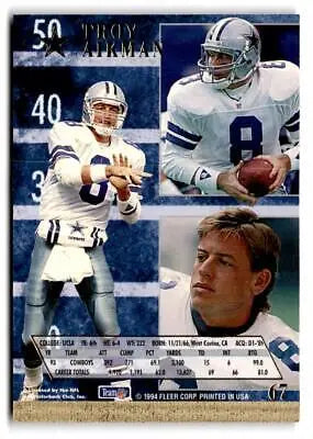 Troy Aikman 1994 Ultra #67 trading card featuring the NFL legend in action