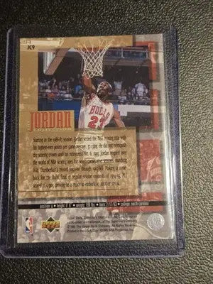 Michael Jordan basketball card from 1995-96 Collector’s Choice English JC1 Michael Jordan collection