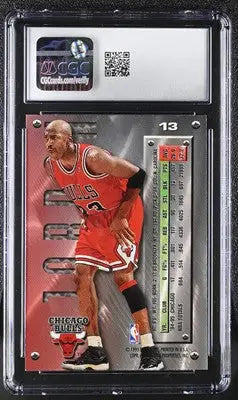 Graded Fleer Metal Michael Jordan basketball card from 1995-96 Fleer Metal series