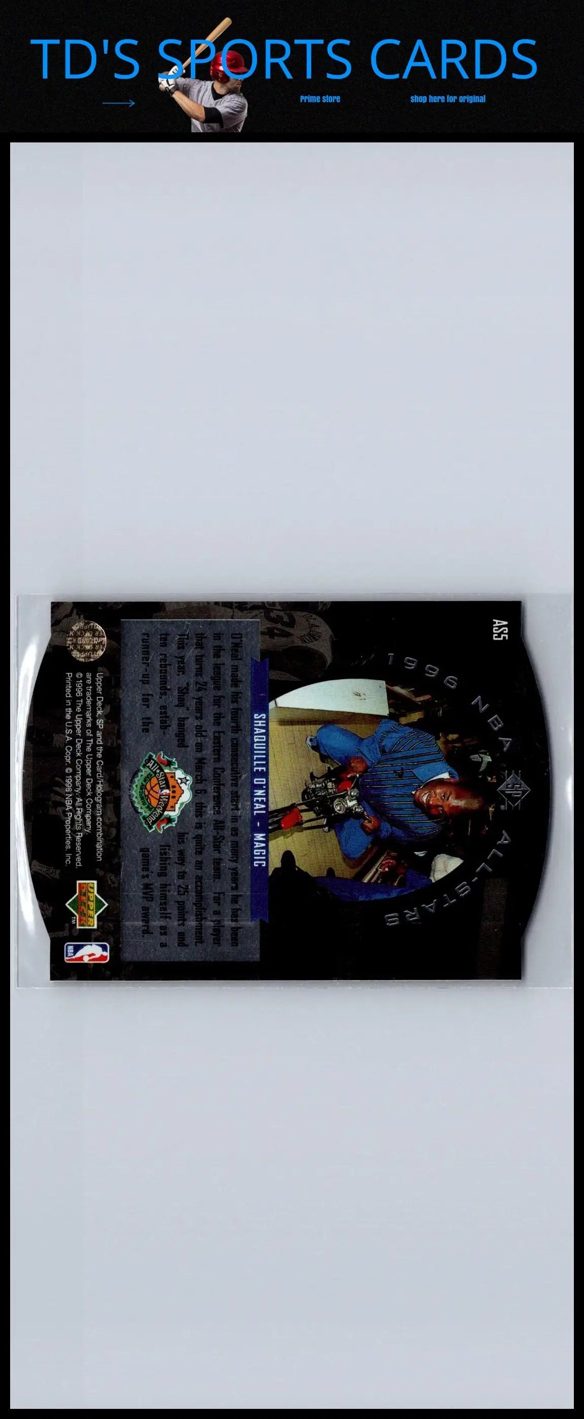 1995-96 SP AS5 Shaquille O’Neal All-Stars trading card for collectors and fans