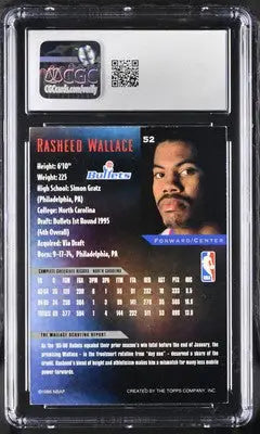 Rasheed Wallace basketball card from 1995-96 Topps Gallery Rasheed Wallace series