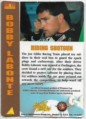 Bobby Labonte trading card with original gloss from 1995 Action Packed Winston Cup Country