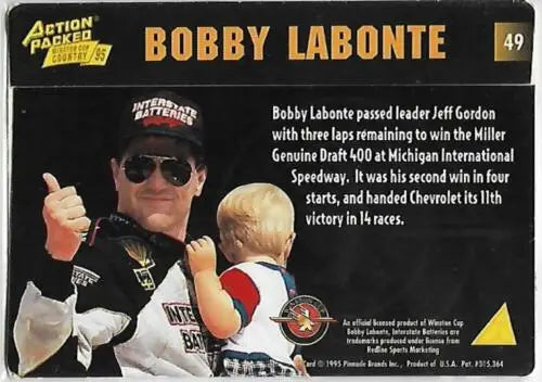 1995 Action Packed Winston Cup Country #49 Bobby Labonte trading card with original gloss