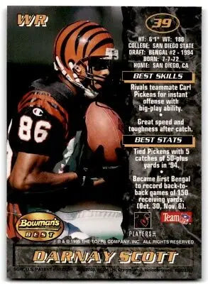 Darnay Scott football card from 1995 Bowman’s Best Cincinnati Bengals #39 display