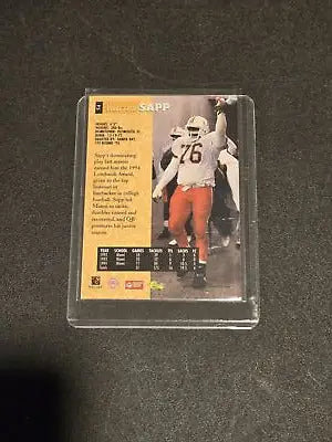Warren Sapp football card from 1995 Classic Five Sport series