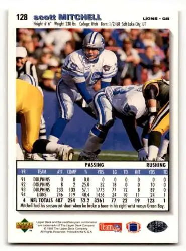 Scott Mitchell Detroit Lions football card with original gloss from 1995 Collector’s Choice