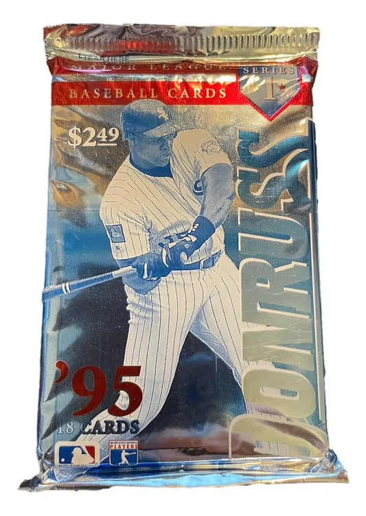 Unopened 1995 Donruss Baseball Series 1 Jumbo Pack with player swinging bat wrapper