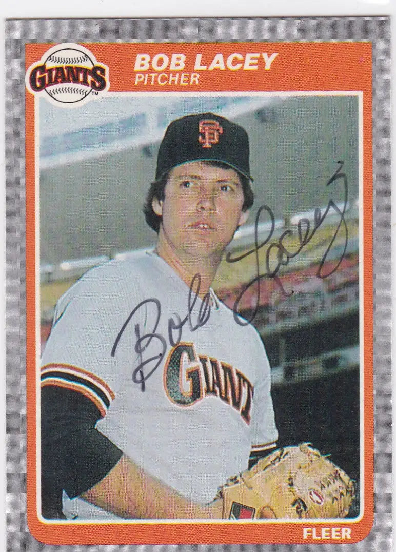 Baseball card of Bob Lacey TTM Auto in a San Francisco Giants uniform