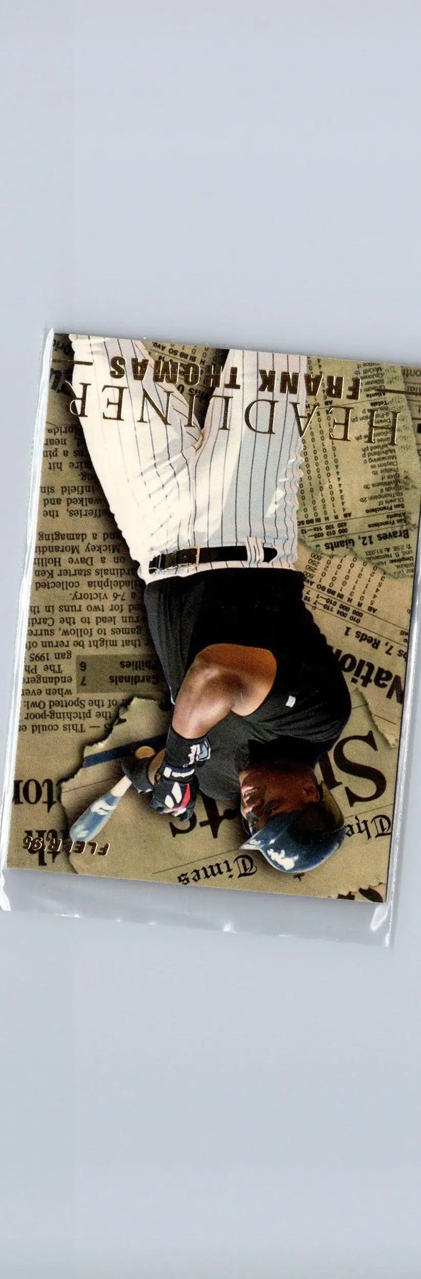 Baseball player figurine of Frank Thomas Headliners on newspaper base, 1995 Fleer Update