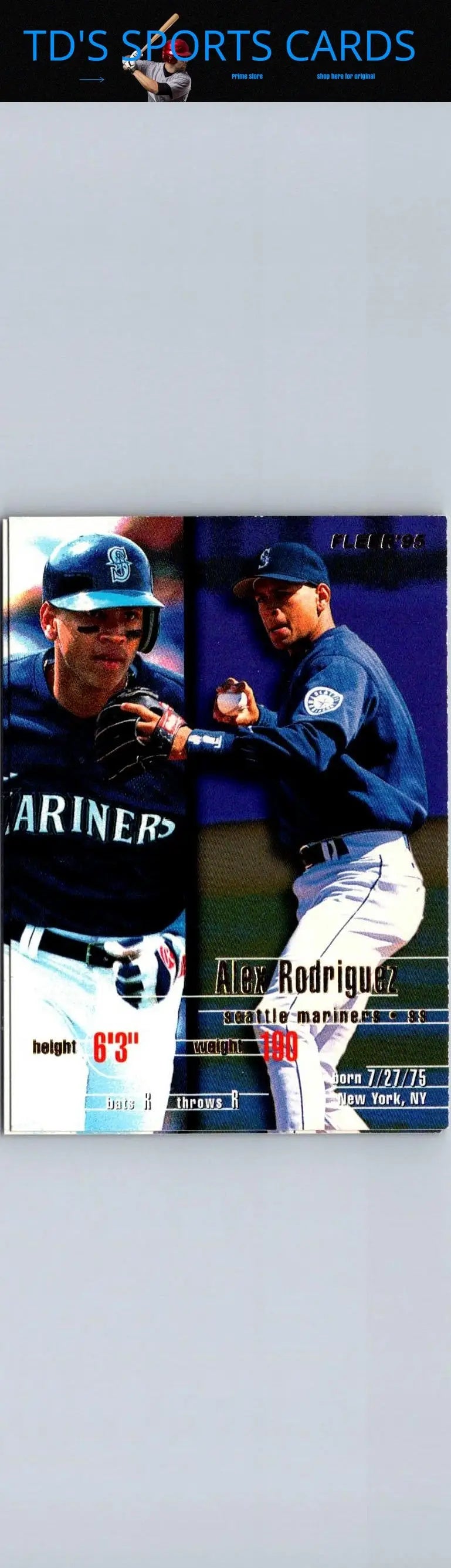 1995 Fleer Update #U-77 Alex Rodriguez Trading Card showcasing the star athlete
