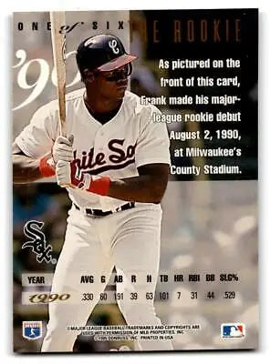 1995 Leaf #1 Frank Thomas Baseball Card featuring Frank Thomas in action