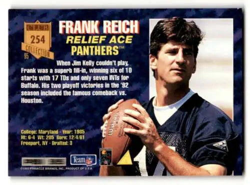 Frank Reich Carolina Panthers football card from 1995 Pinnacle Club Collection original gloss