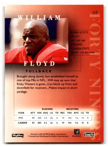 1995 SkyBox Premium #117 William Floyd NM-MT 49ers ID:70380 - Trading Cards