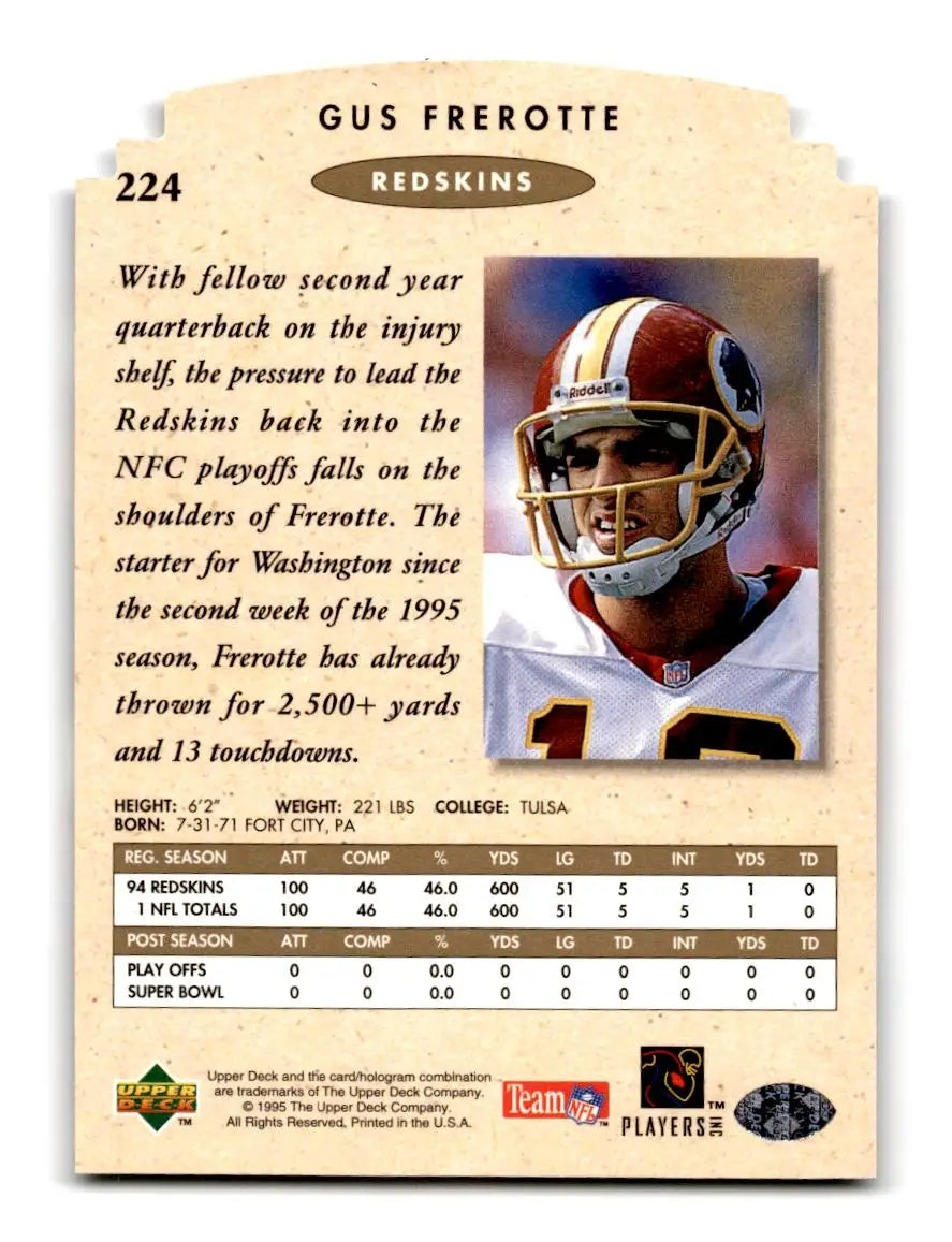 1995 SP Championship #224 Gus Frerotte Die Cuts - Trading Card
