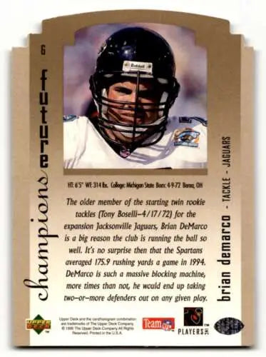 Original gloss Brian DeMarco Jacksonville Jaguars football card 1995 SP Championship #6